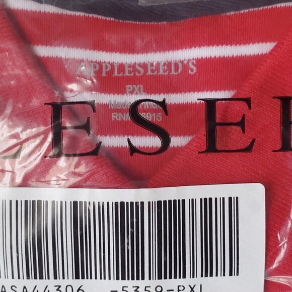 💃 New Women's Red Stripes Appleseed Polo Shirt Size M 🌴 NWT - Picture 3 of 8